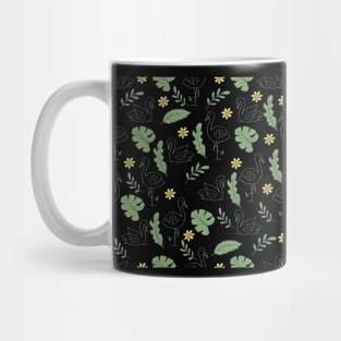 Summer flamingo and leaves seamless pattern. Mug